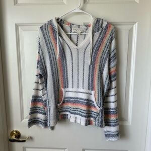 Vintage Havana Beach Knit Hoodie Sweater Womens  Multi Color Striped Boho Size S